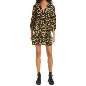 ba&sh bash Paris Constance Long Sleeve Mini Dress Medium‎ Graphic Boho Oversized